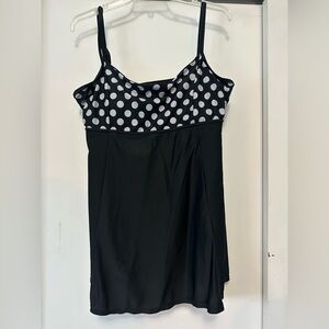 Polka Dot Black Women's Swimsuit Tankini Swim Top